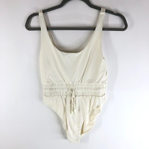 Good American Waist Framer One-Piece Swimsuit Drawstring Ivory 2 US M - Picture 1 of 5